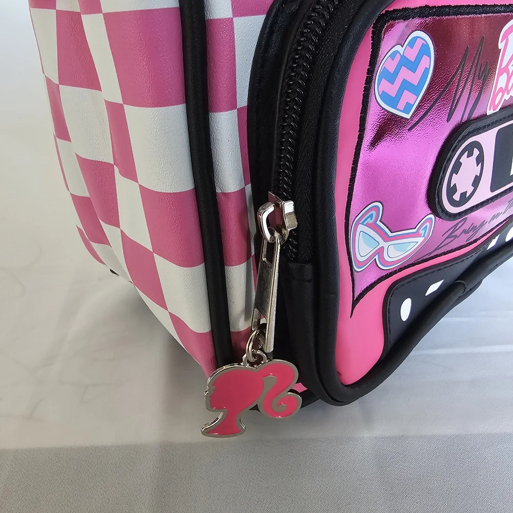 Barbie Pink Checkered Kids Backpack